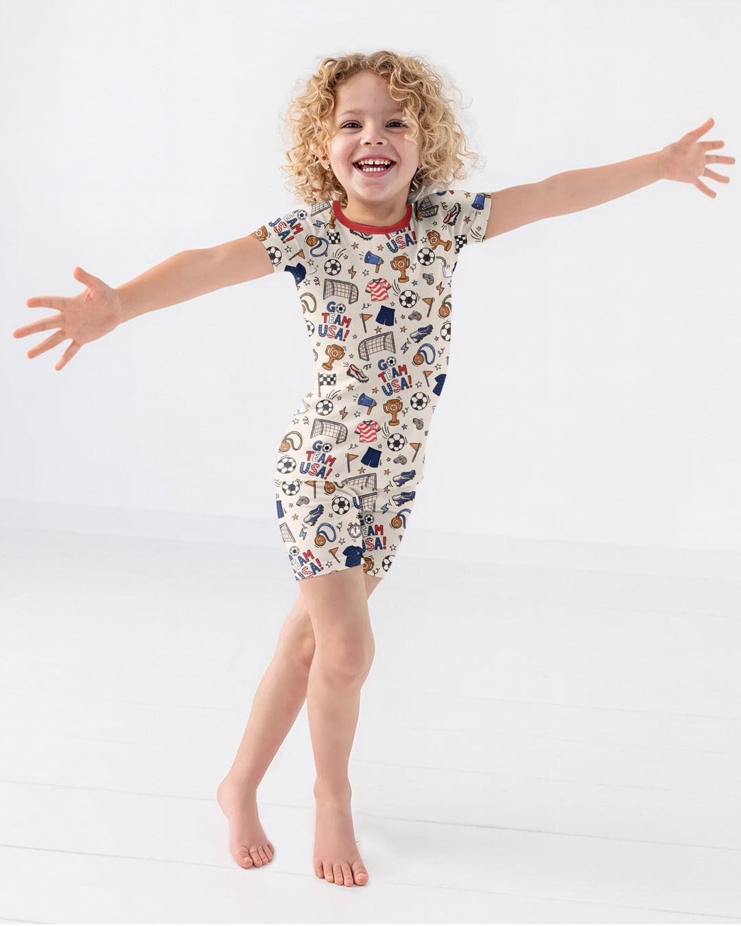 Soccer Go Team USA Bamboo Two Piece Short Sleeve Shorts Pajama Set