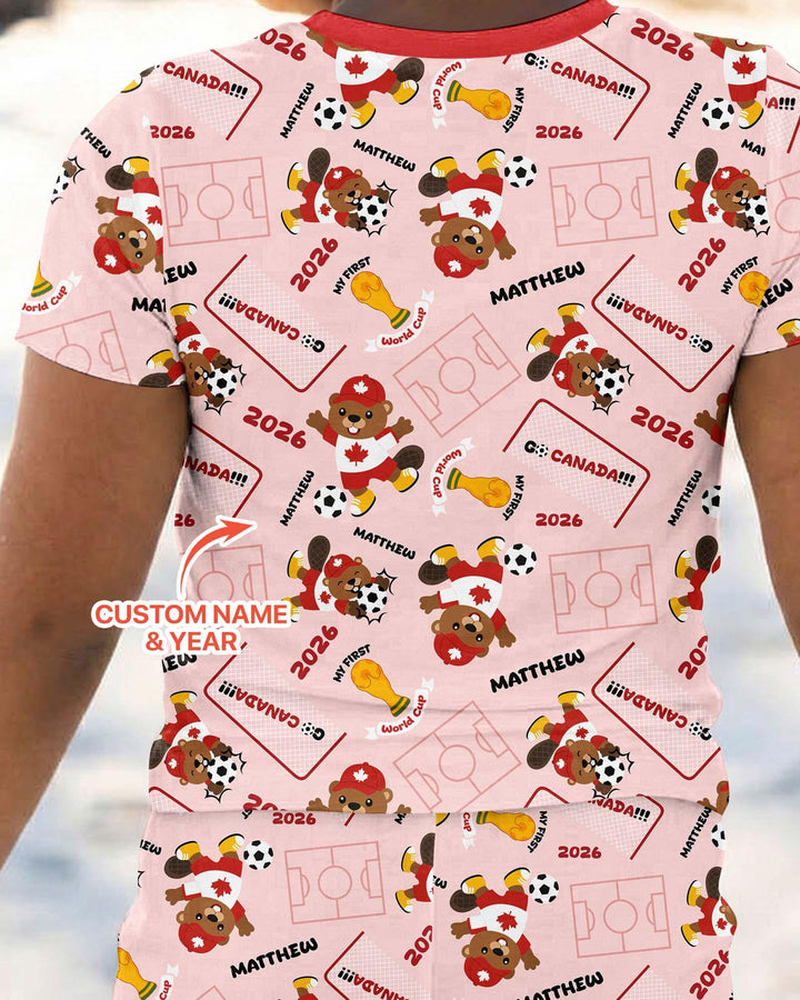 Conjunto de pijama de dos piezas de bambú de manga corta, plantilla personalizada