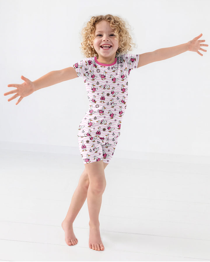 Silly Goose Sailor Bamboo Two Piece Short Sleeve Shorts Pajama Set