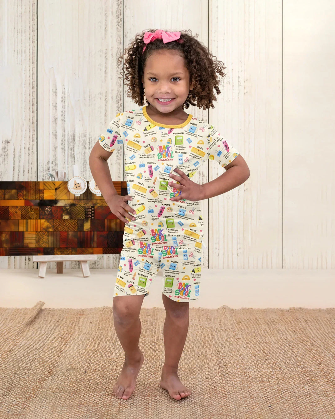 Back To School Survival Kit Bamboo Two Piece Short Sleeve Shorts Pajama Set
