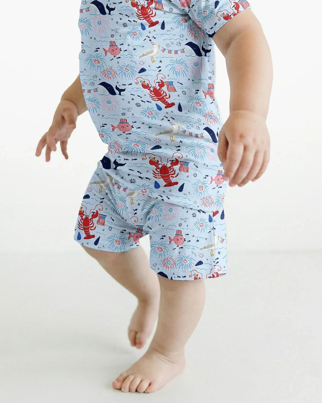 250 Summers Strong Matching Family Bamboo Two Piece Short Sleeve Shorts Pajama Set