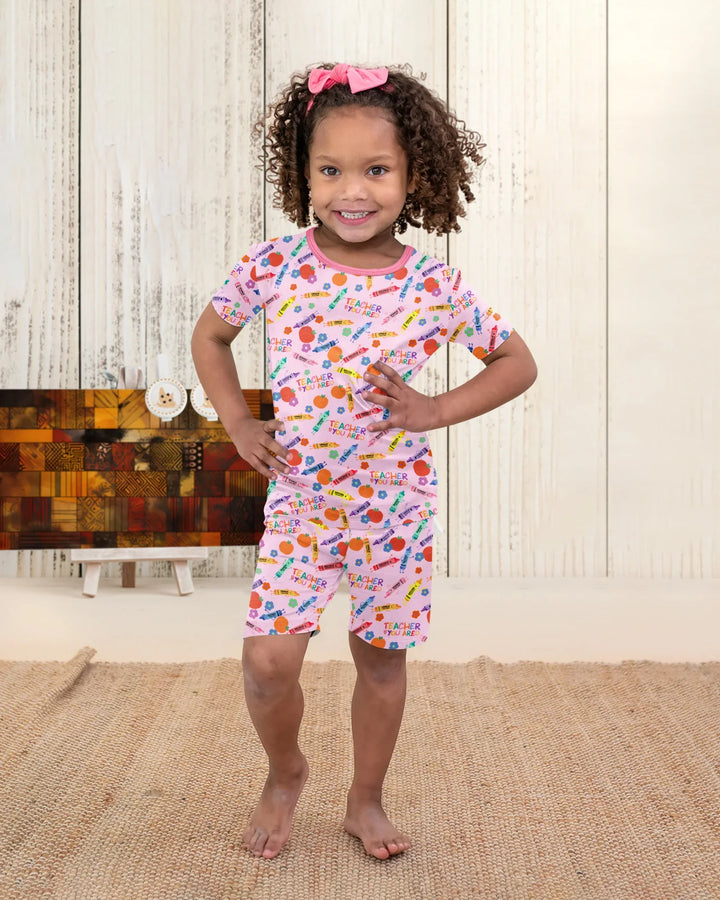 Teacher You Are Special Bamboo Two Piece Short Sleeve Shorts Pajama Set