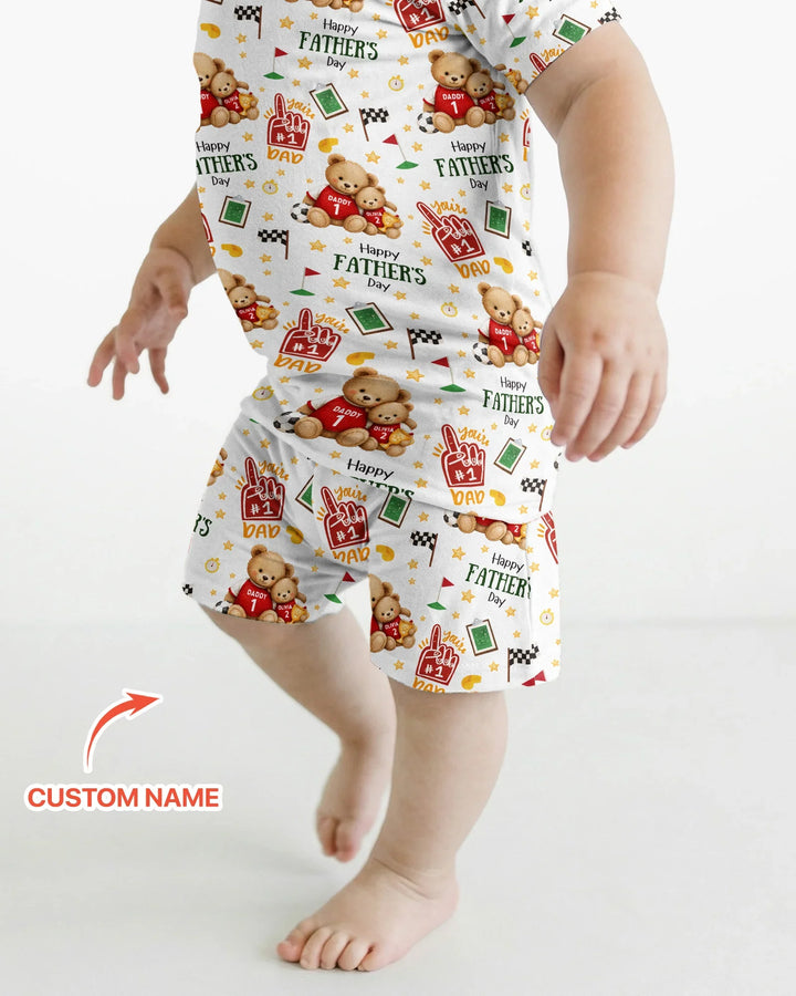 You're #1 Dad Daddy & Me Matching Bamboo Two Piece Short Sleeve Shorts Pajama Set