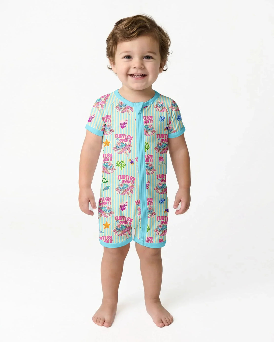 Turtley Over It Family Matching Bamboo Shorty Zippy