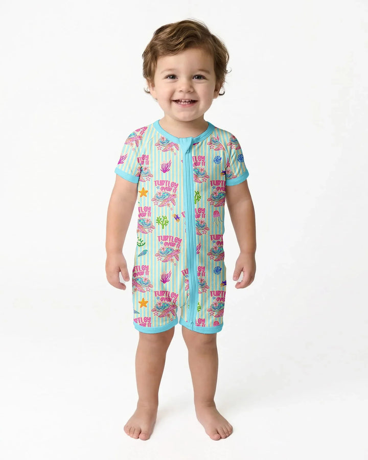 Turtley Over It Family Matching Bamboo Shorty Zippy