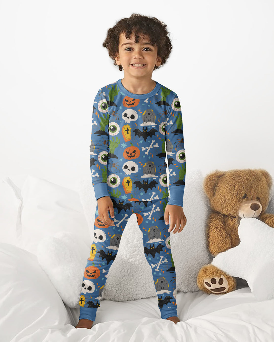 Little Monsters Bamboo Two Piece Long Sleeve Pajama Set For Halloween