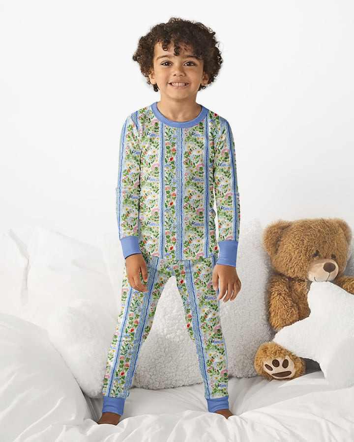 Paste Floral Girl Bamboo Two Piece Long Sleeve Pajama Set