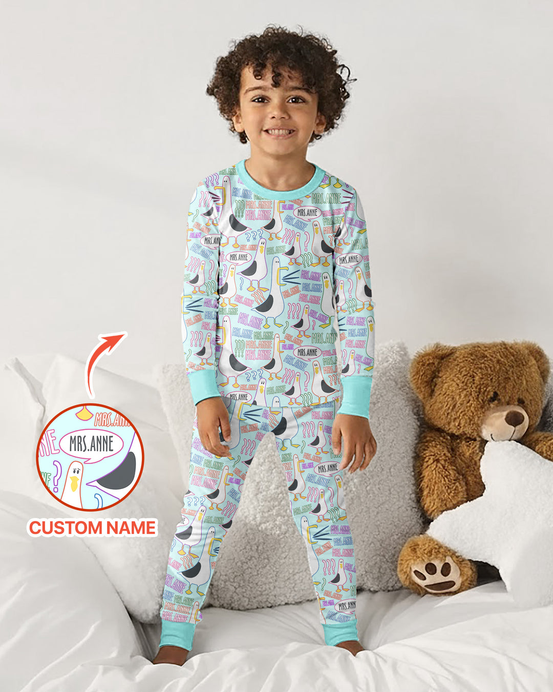 Conjunto de pijama de dos piezas de bambú con mangas largas, plantilla PERSONALIZADA
