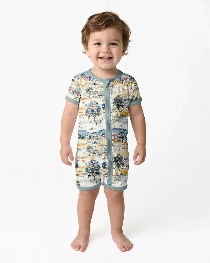 Whimsical Watercolor School Village Bamboo Shorty Zippy