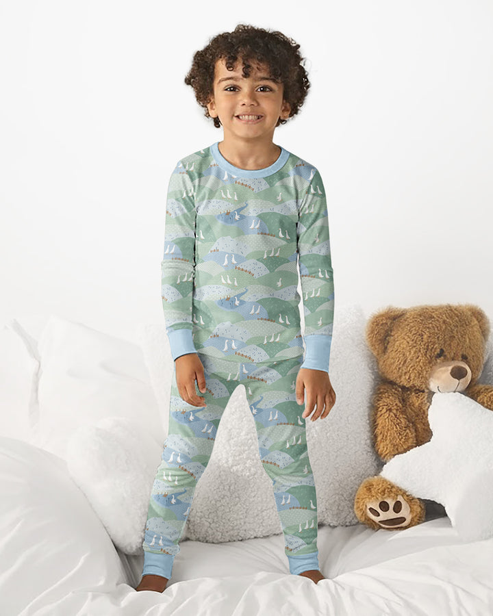 Zweiteiliges Langarm-Pyjama-Set mit Sommerfrüchten
