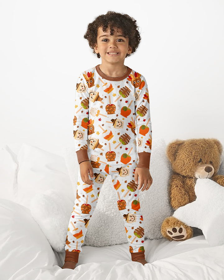 Fall Caramel Apple Family Matching Bamboo Two Piece Long Sleeve Pajama Set