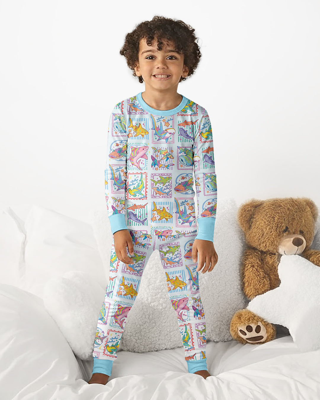 Shark Tropical Bamboo Two Piece Long Sleeve Pajama Set
