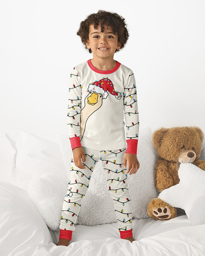Funny Christmas Goose Bamboo Two Piece Long Sleeve Pajama Set