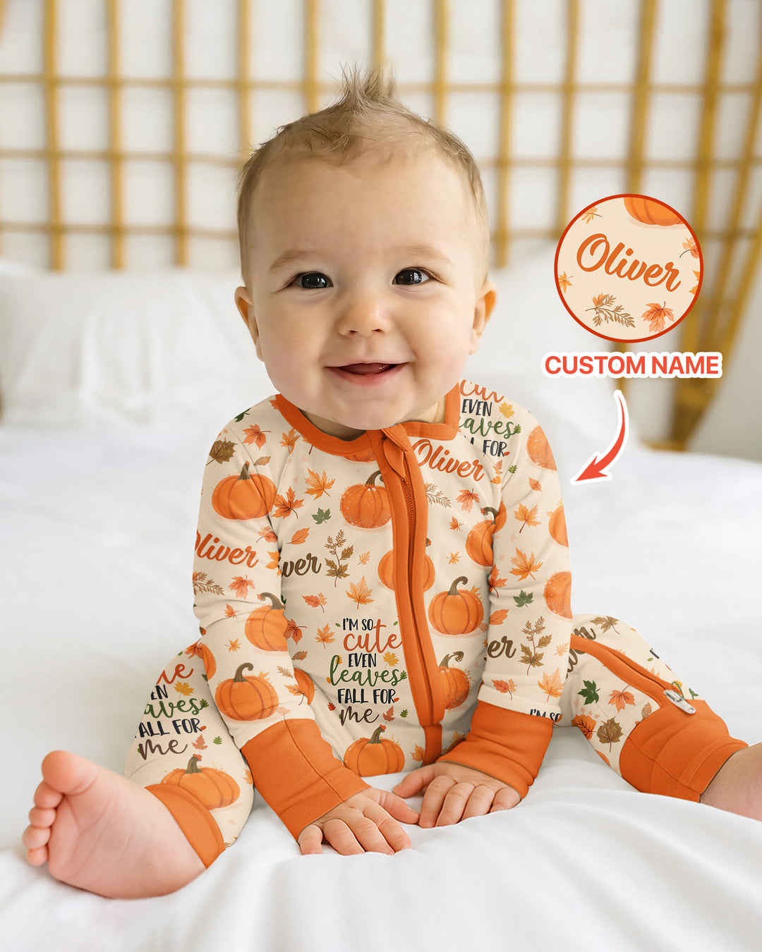 Custom Name I'm So Cute Even Leaves Fall for Me Bamboo Convertible Zippy