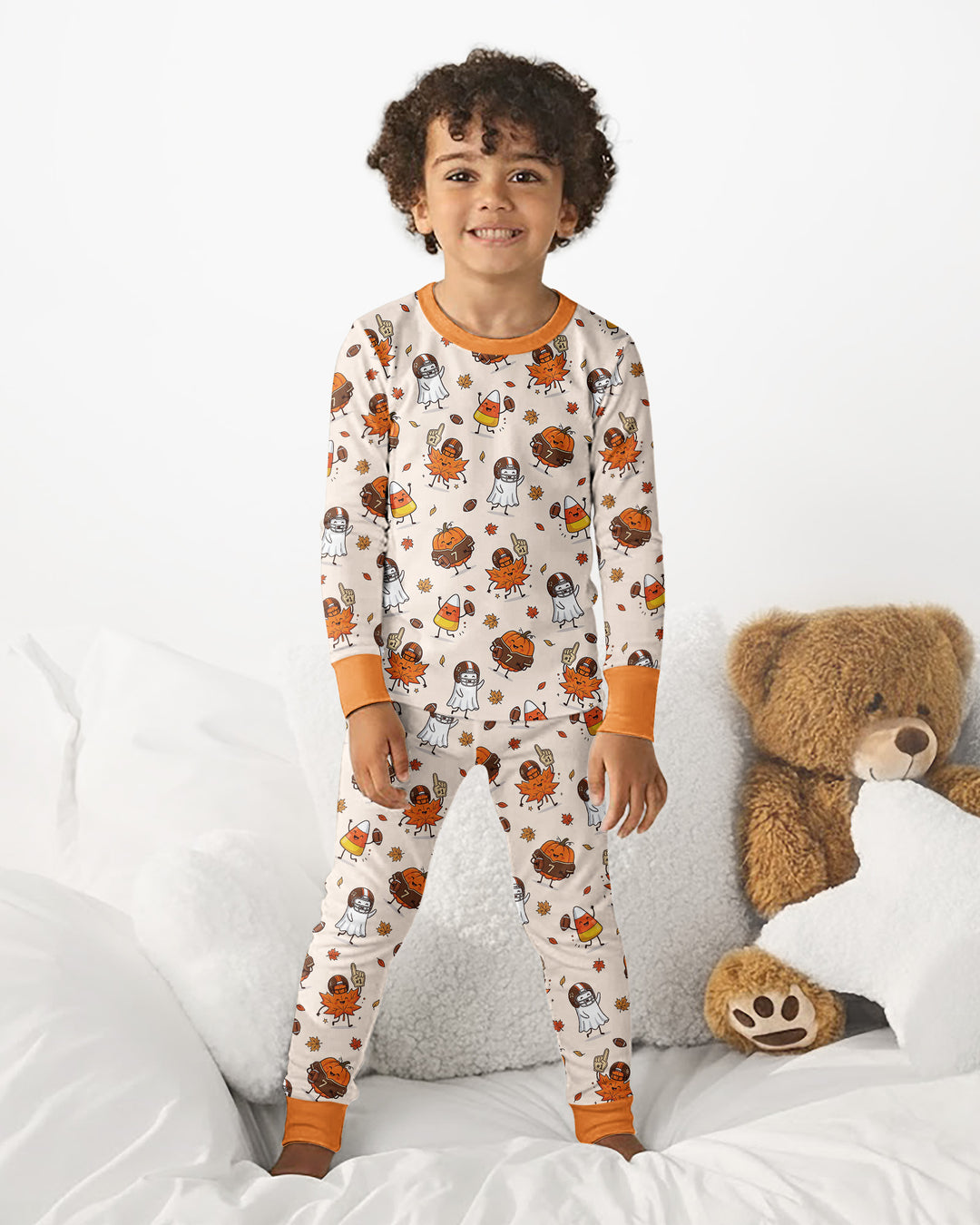 Fall Day Football Bamboo Two Piece Long Sleeve Pajama Set