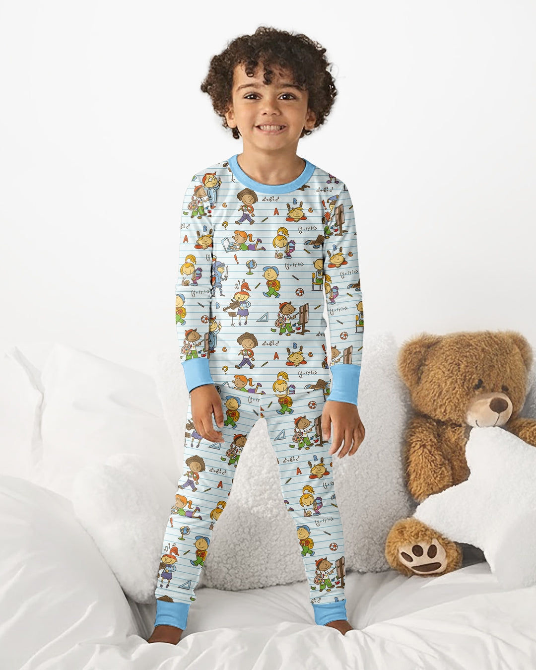 School Days Adventure Bamboo Two Piece Long Sleeve Pajama Set