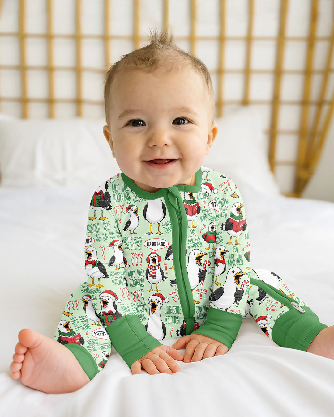 Funny Christmas Seagull Bamboo Convertible Zippy