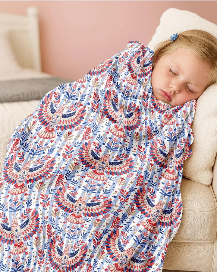 Patriotic Eagle Bamboo Blanket
