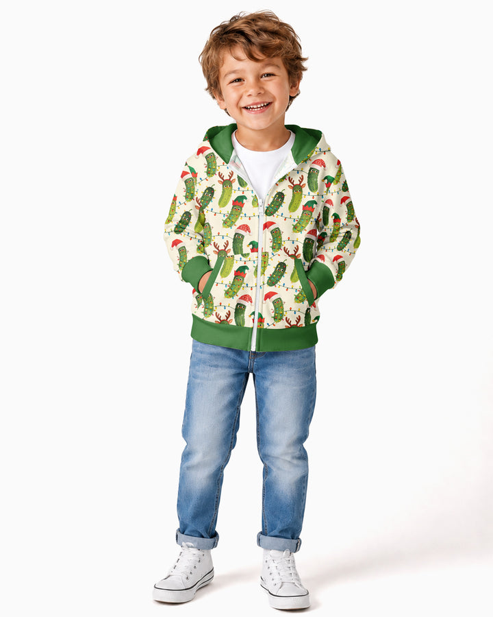 Cheerful Christmas Pickle Bamboo Zip Hoodie