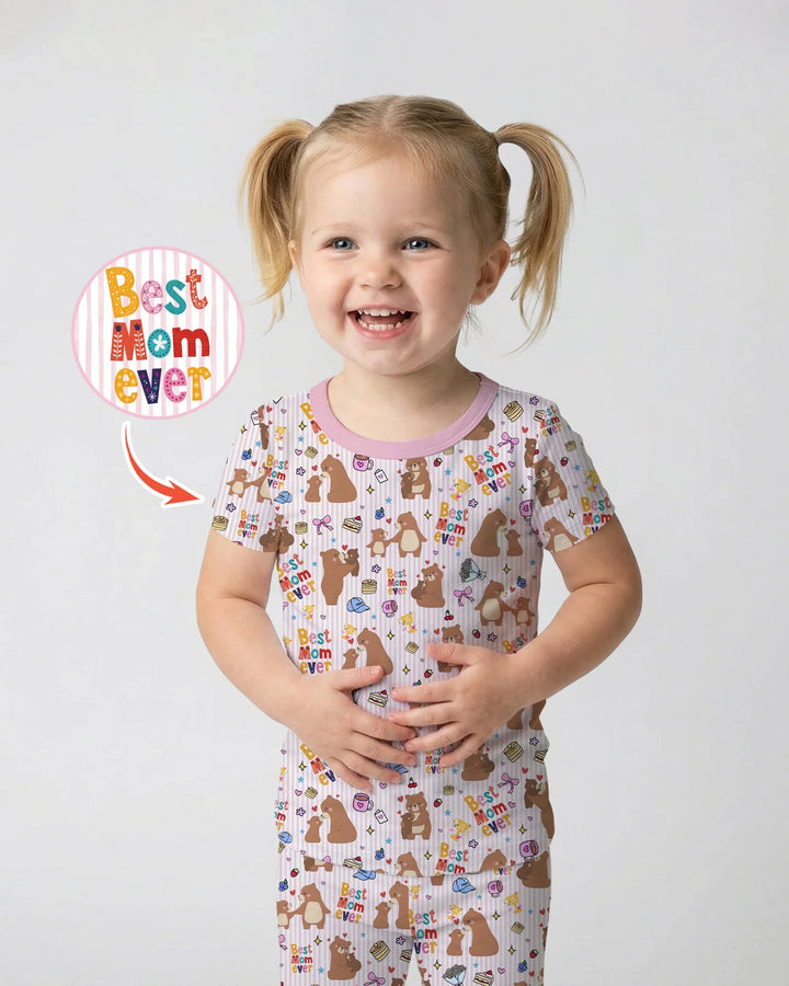 Best Mama Bear Ever Family Matching Bamboo Two Piece Short Sleeve Pajama Set