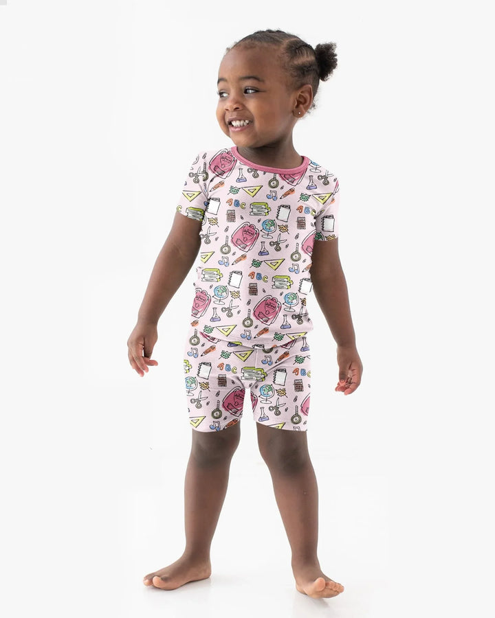Doodle School Days Bamboo Two Piece Short Sleeve Shorts Pajama Set