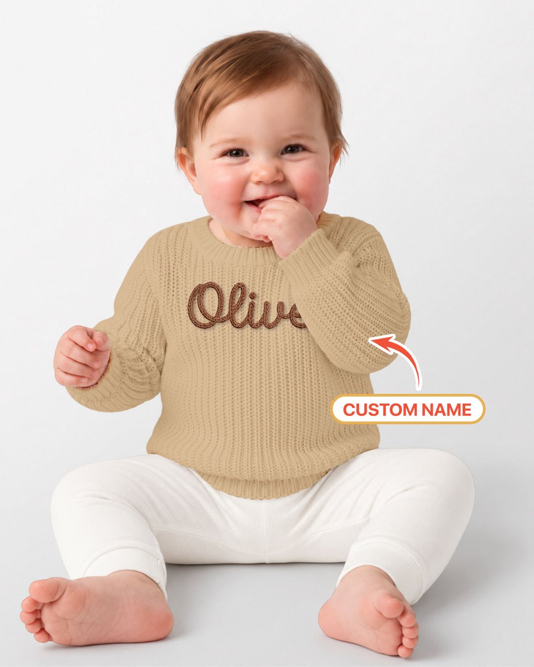 Embroidered Baby Name Bamboo Knit Sweater Bubble