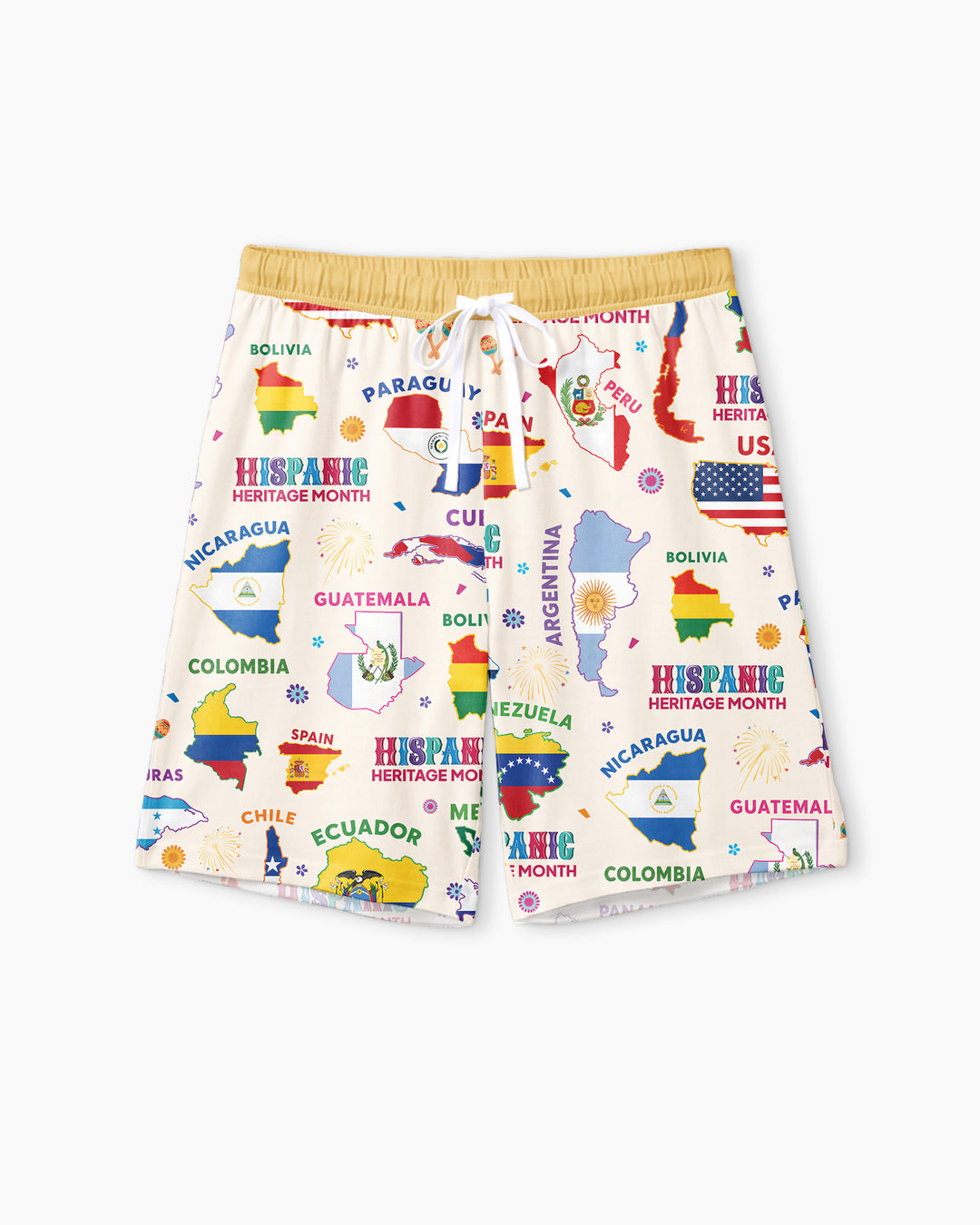 Hispanic Heritage Month Country Flags Bamboo Men Short Sleeve Short Pajama Set