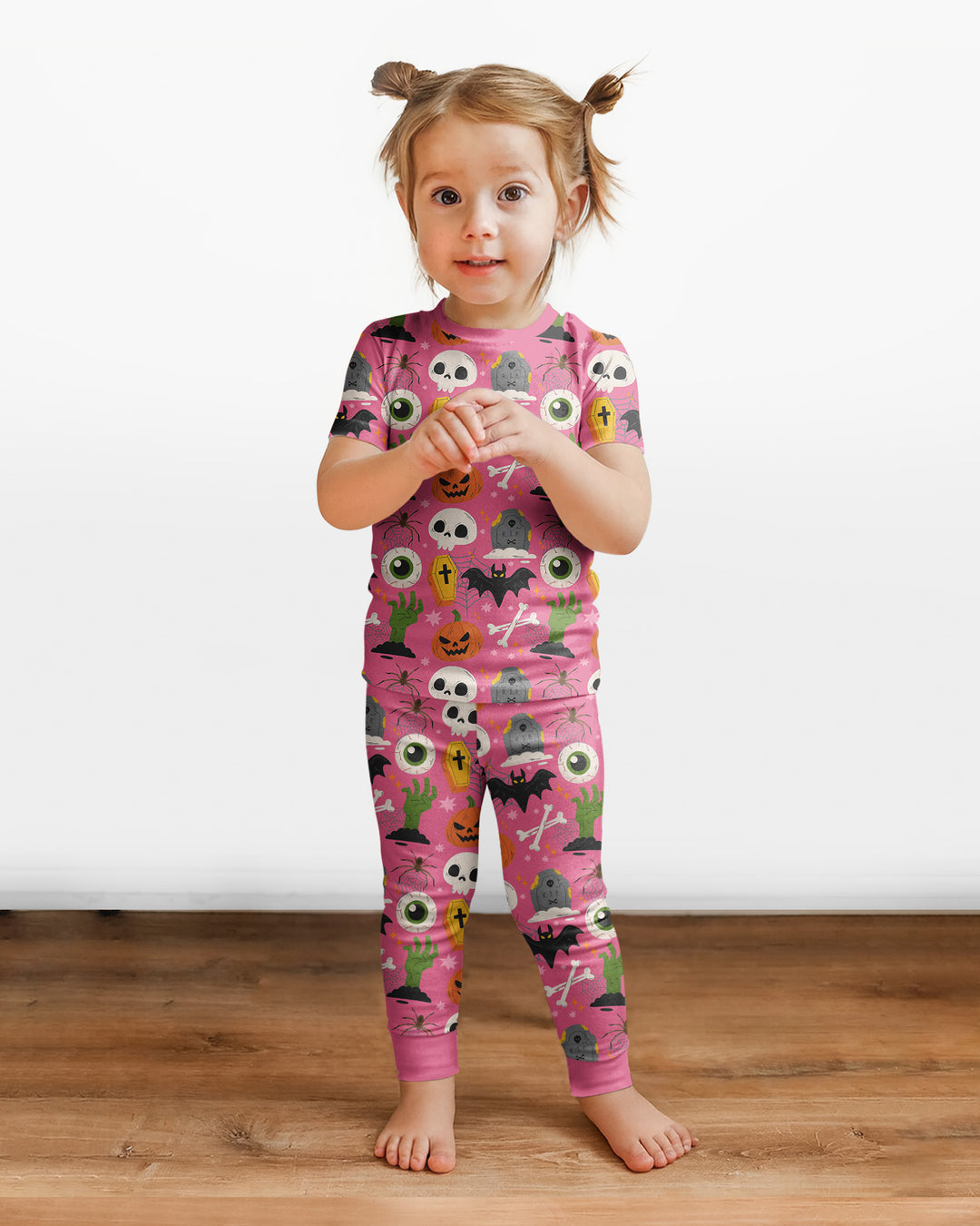 Little Monsters Bamboo Two Piece Short Sleeve Pajama Set For Haloween