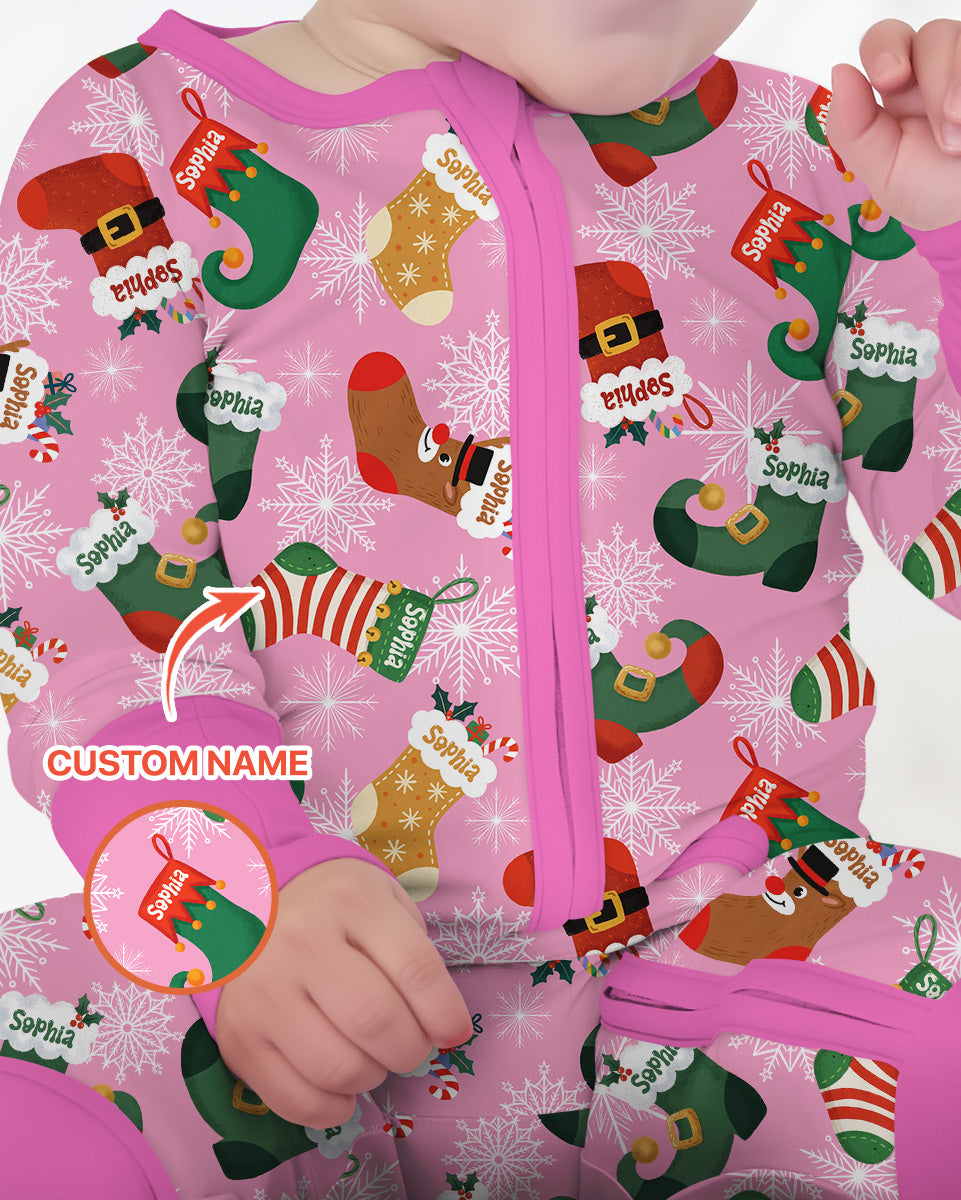 Personalize Christmas Crew Family Matching  Bamboo Convertible Zippy