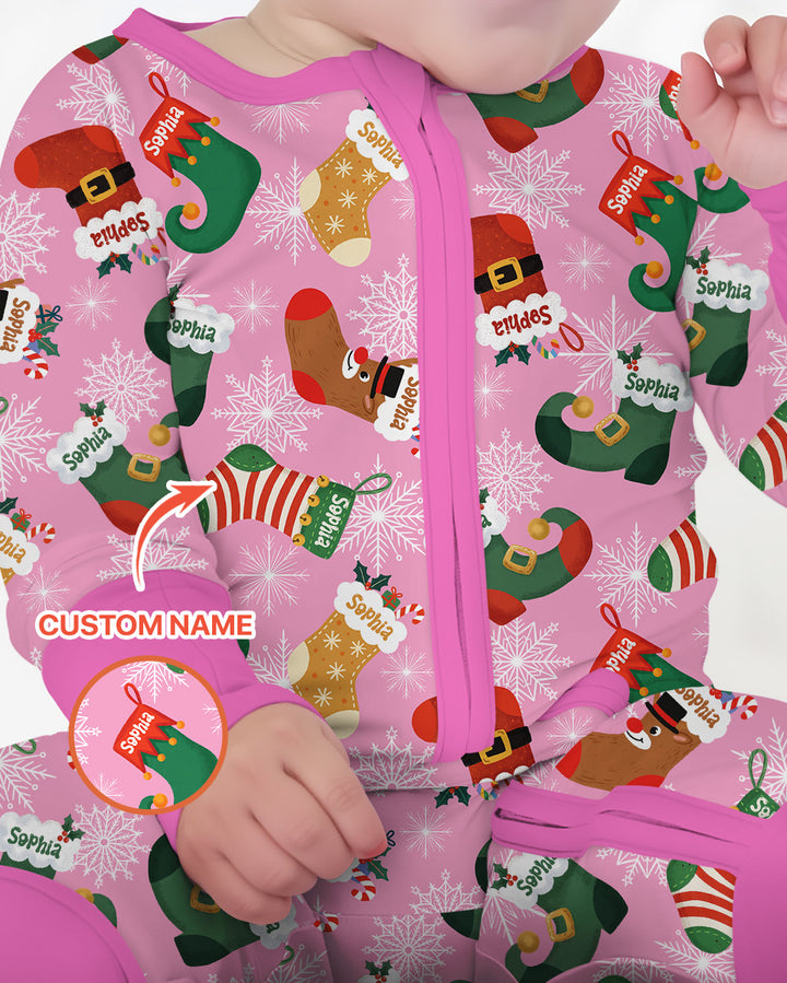 Personalize Christmas Crew Family Matching  Bamboo Convertible Zippy