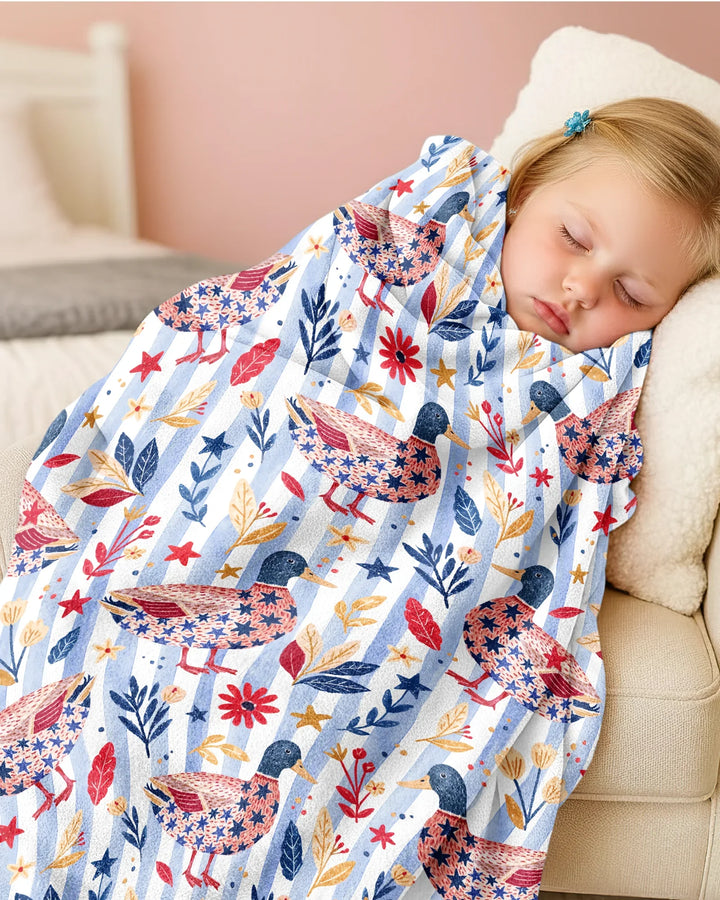 Patriotic Mallard Duck Bamboo Blanket