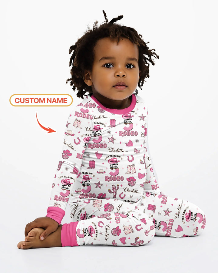 Personalized Birthday Rodeo Bamboo Two Piece Long Sleeve Pajama Set