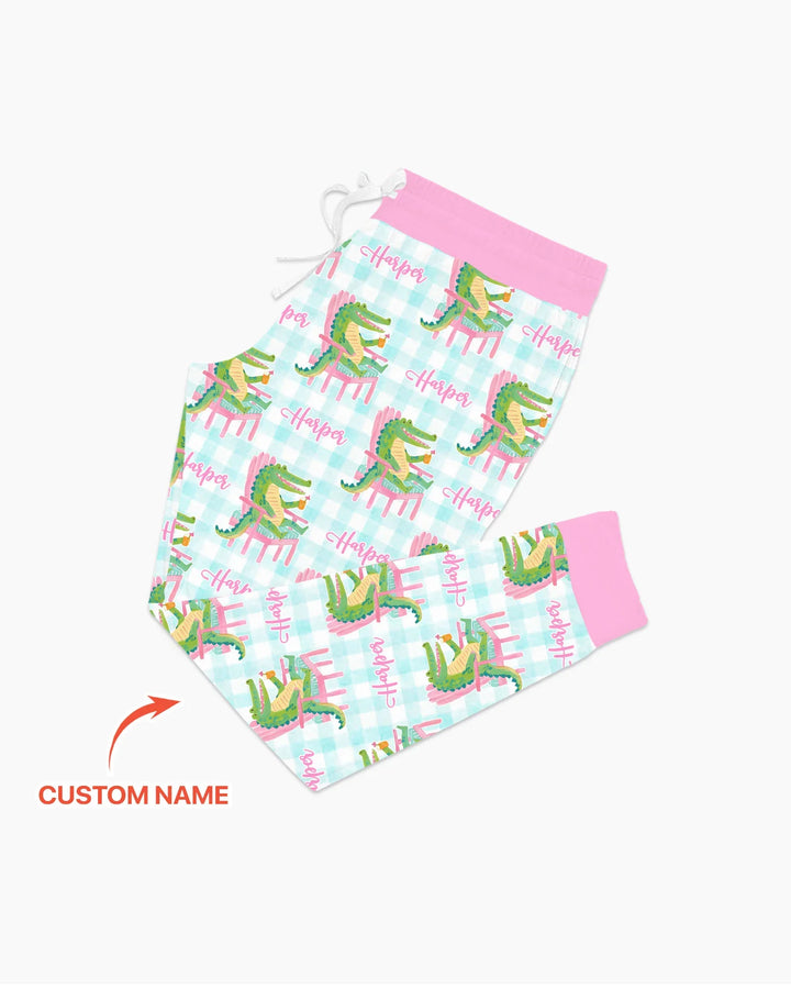 Custom Name Preppy Later Gator Bamboo Women Pajama Set