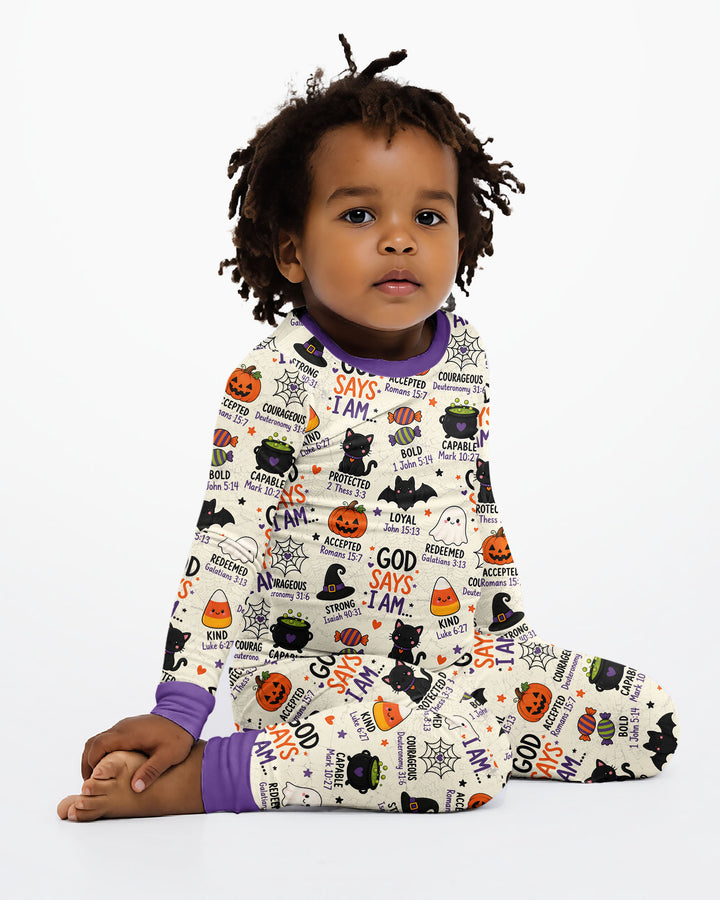 Halloween God Says I Am Bamboo Two Piece Long Sleeve Pajama Set