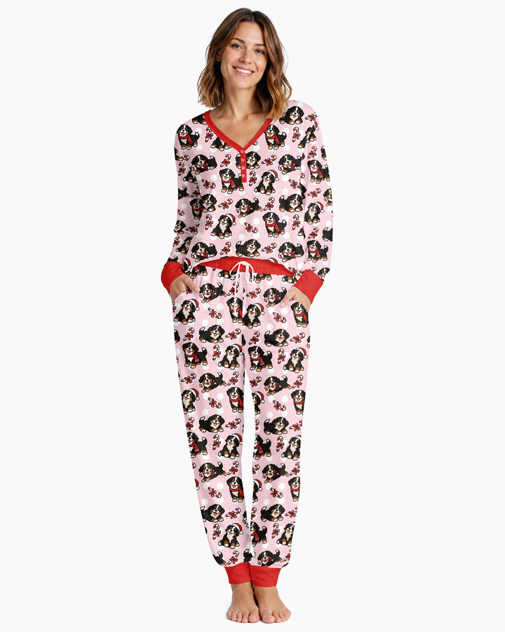 Holiday Bernese Mountain Christmas Dog Bamboo Women Pajama Set