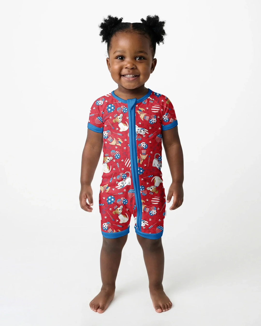 Red, White & Woof Family Matching Bamboo Shorty Zippy