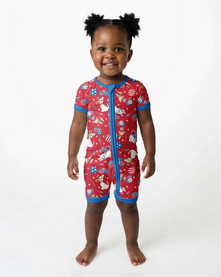 Red, White & Woof Family Matching Bamboo Shorty Zippy