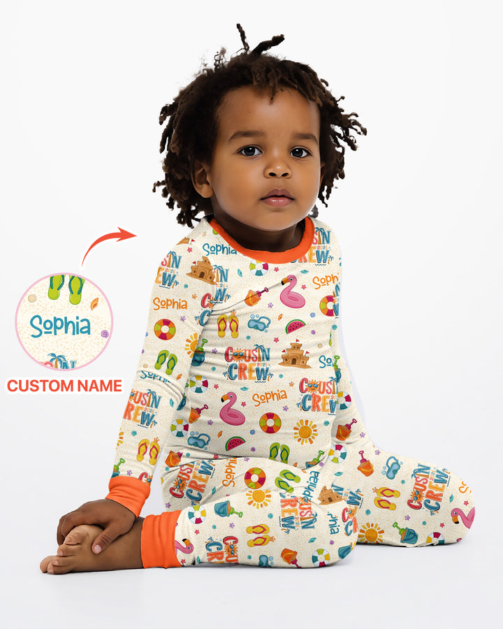 Conjunto de pijama de dos piezas de bambú con mangas largas, plantilla PERSONALIZADA