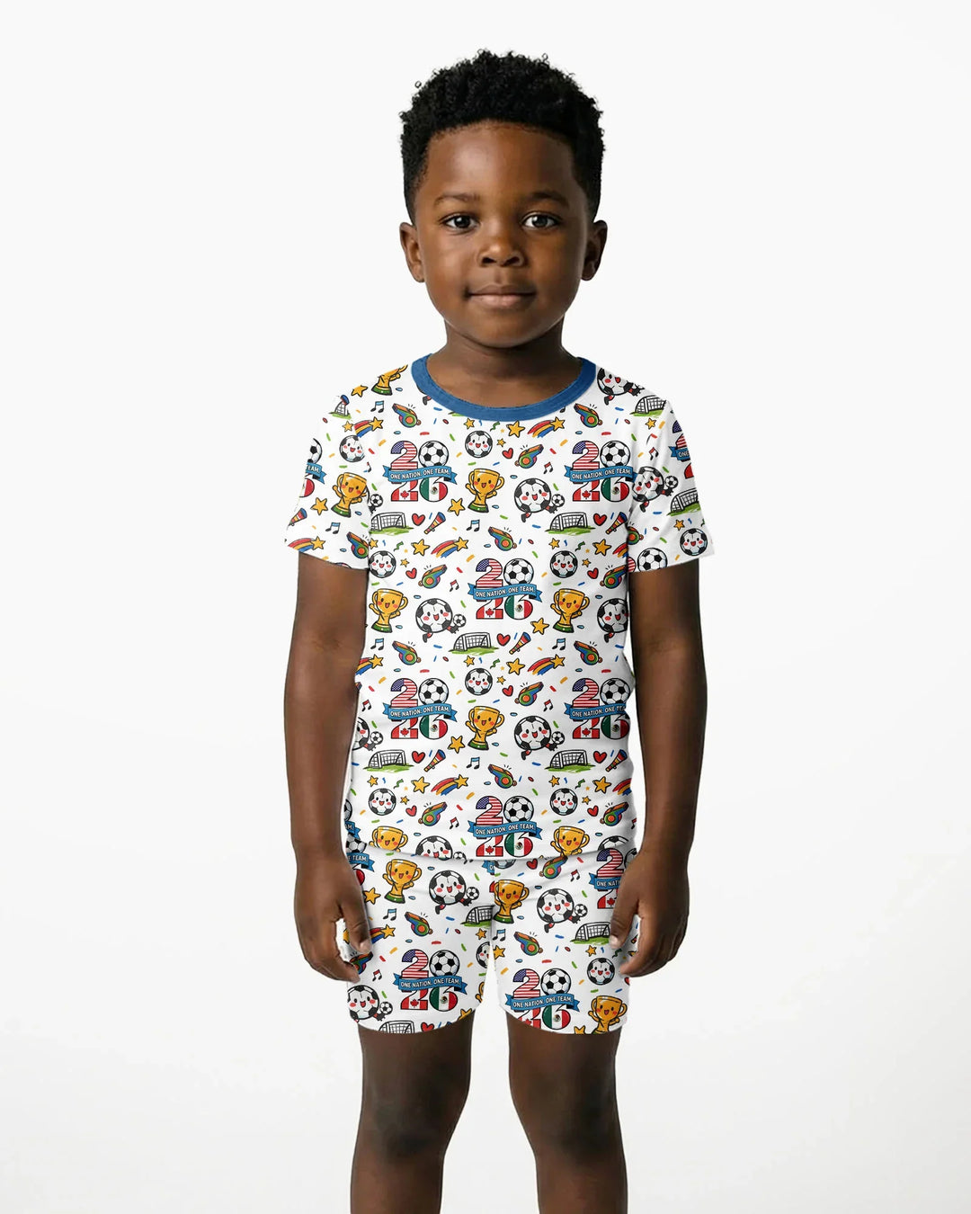 Soccer Fever 2026 Family Matching Bamboo Two Piece Short Sleeve Shorts Pajama Set