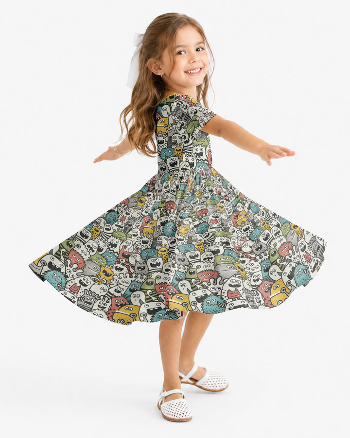 Monsters And Friends Bamboo Twirl Dress