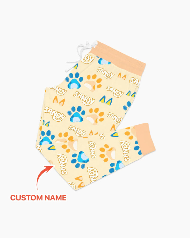 Custom Name Favourite Blue Dog Family Matching Bamboo Women Pajama Set