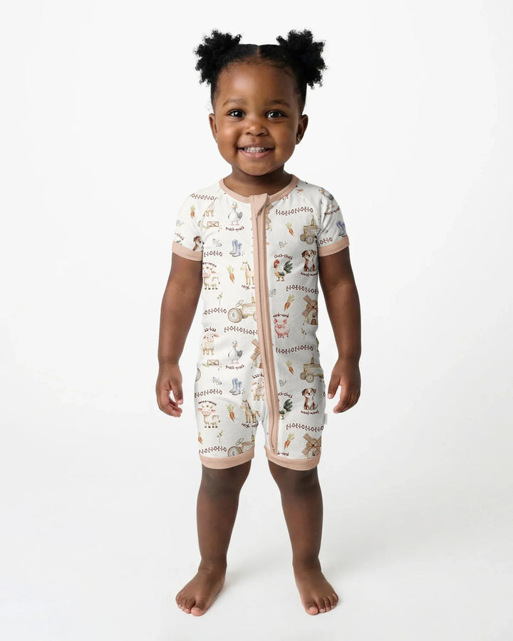 Old McDonald Farm Family Matching Bamboo Shorty Zippy
