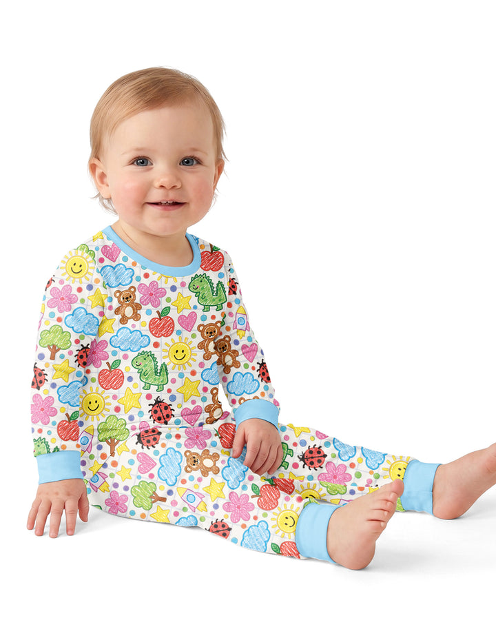 Baby Cute Draw Bamboo Two Piece Long Sleeve Pajama Set