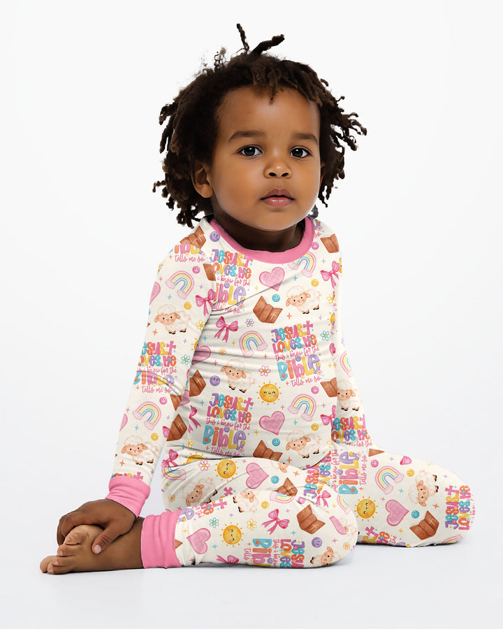 Jesus Loves Me This I Know Bamboo Two Piece Long Sleeve Pajama Set