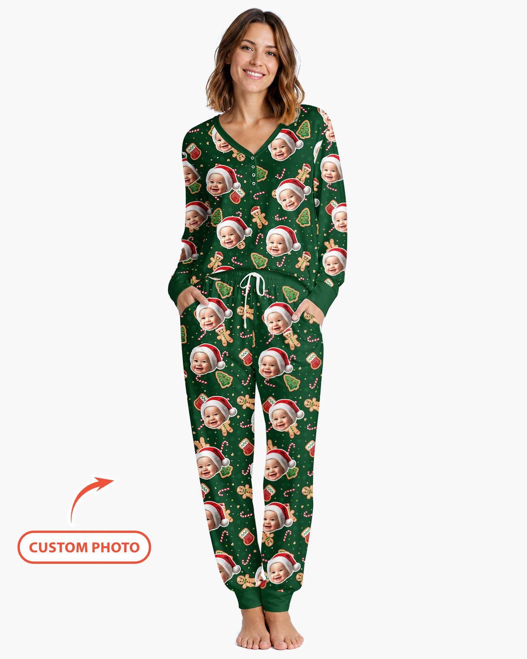 Custom Photo Funny Family Bamboo Women Pajama Set