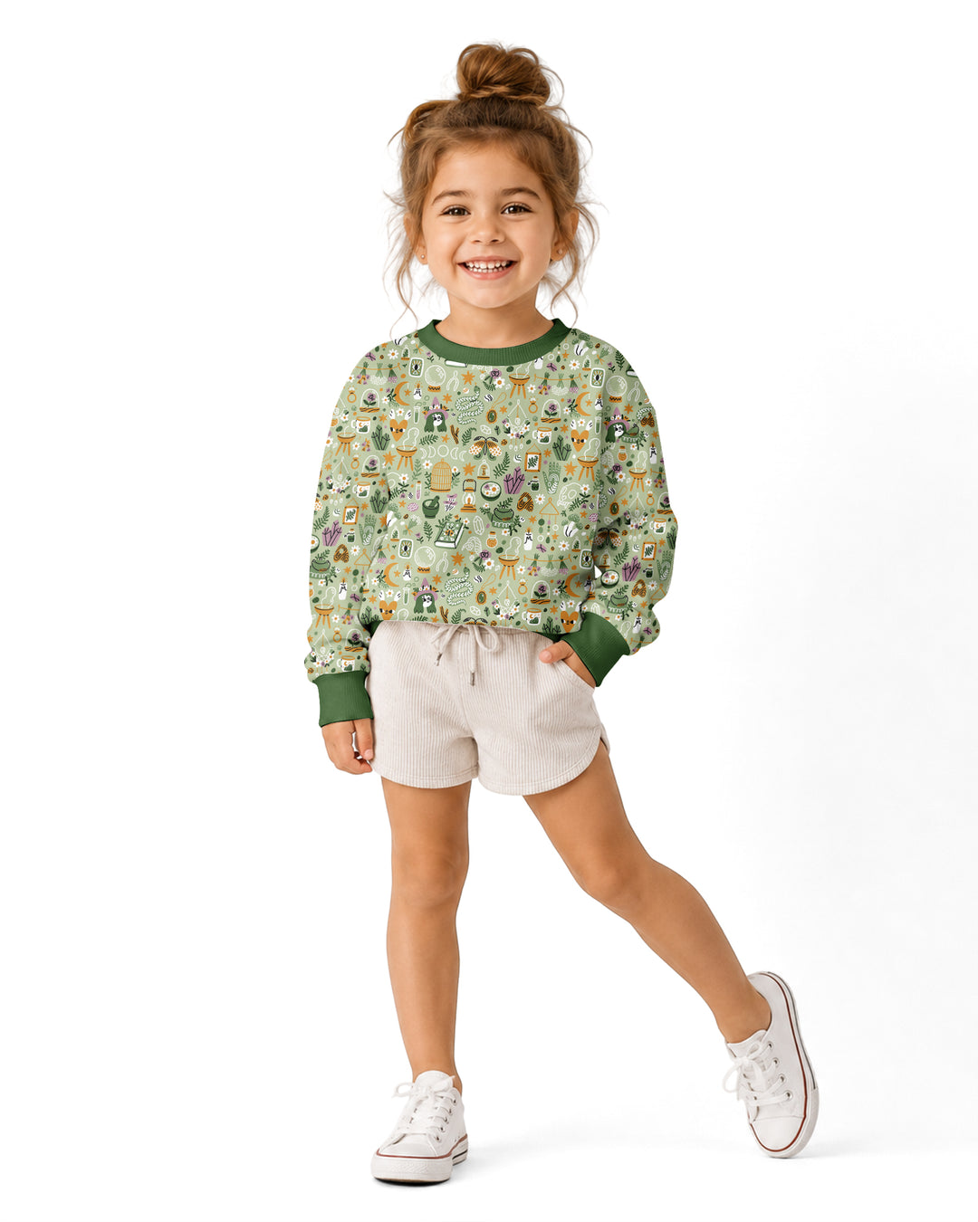 Boho Witchy Celestial Magic Floral Bamboo Crewneck Sweatshirt