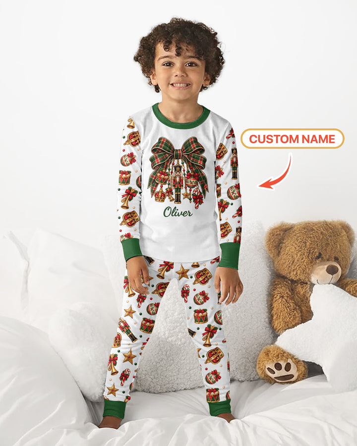 Custom Name Nutcracker The Bow Bamboo Two Piece Long Sleeve Pajama Set