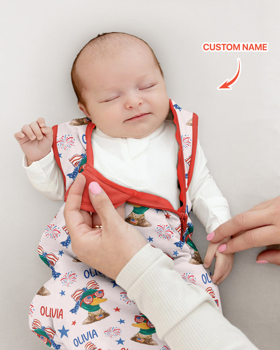 Custom Name Patriotic Mallard Duck Bamboo Sleep Bag