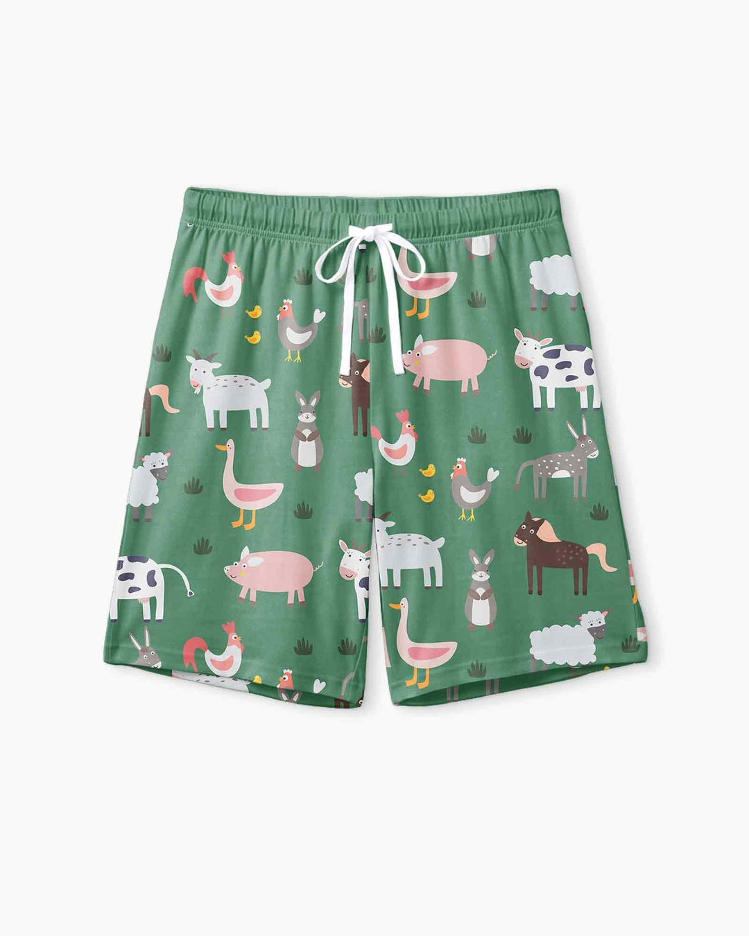 Green farm animals Bamboo Men Short Sleeve Short Pajama Set