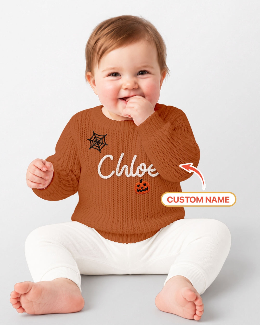 Happy Halloween Embroidered Baby Name Bamboo Knit Sweater Bubble